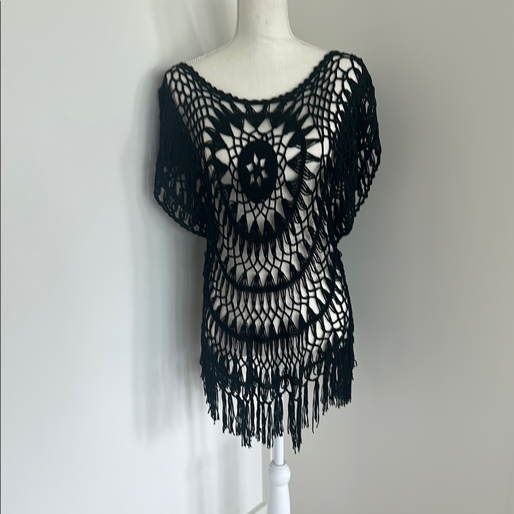 Nanette Lepore Black Crochet Swim Cover Up